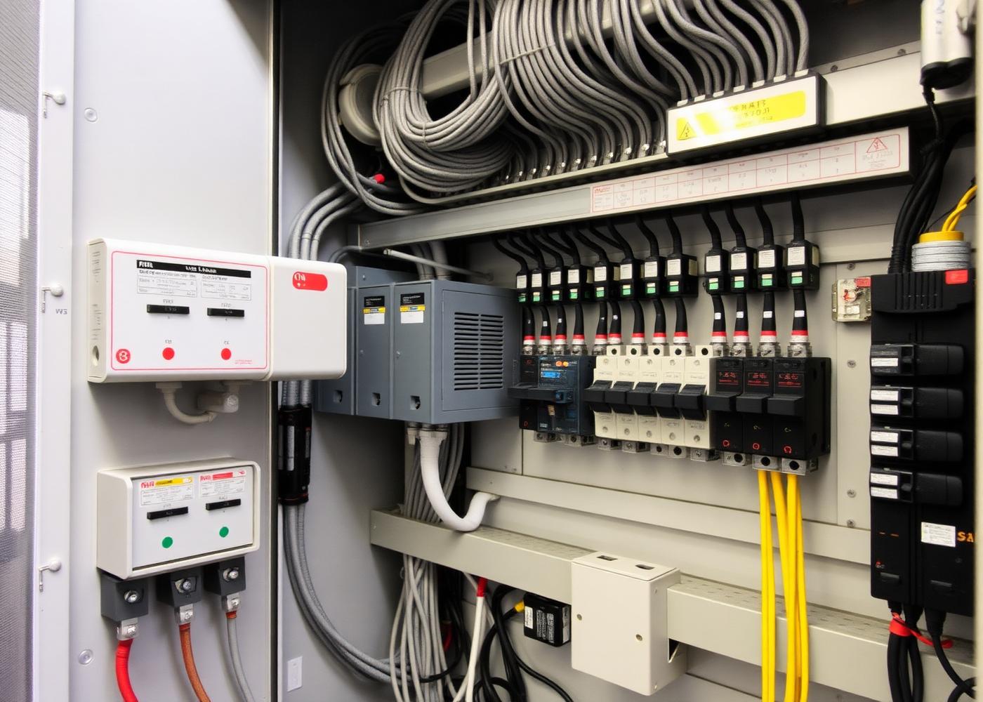 Industrial control cabinet with drives, terminals and wiring looms